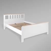 Двуспальная кровать САГА 160х200 белая/ясень, ИКЕА