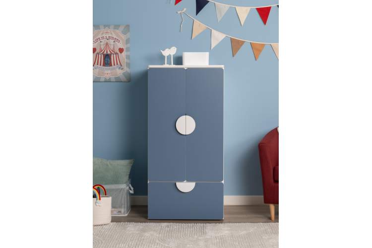 СТУВА / ПИКСИ шкаф распашной с 2 дверьми, полкой и ящиком 60х57х123, озорной василек-3
