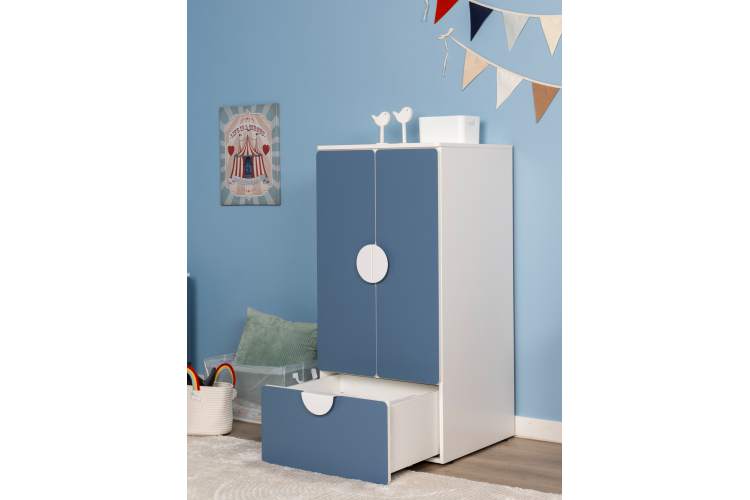 СТУВА / ПИКСИ шкаф распашной с 2 дверьми, полкой и ящиком 60х57х123, озорной василек-6