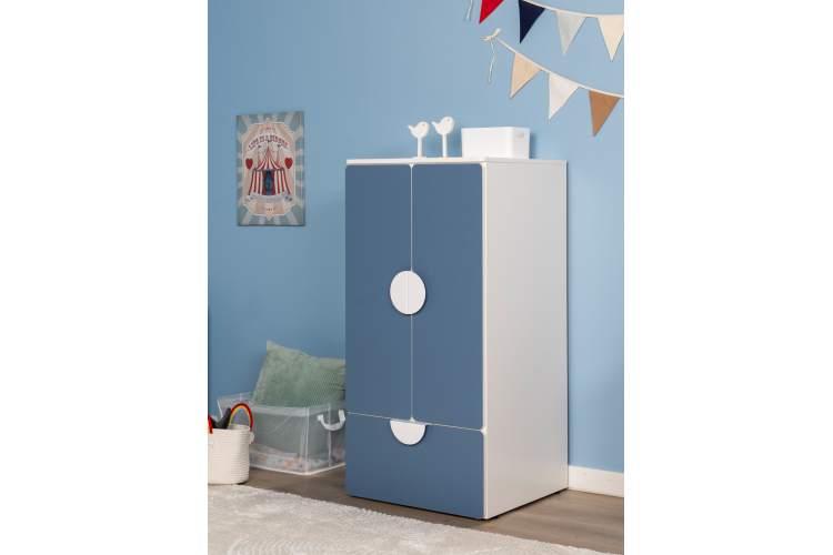 СТУВА / ПИКСИ шкаф распашной с 2 дверьми, полкой и ящиком 60х57х123, озорной василек-4