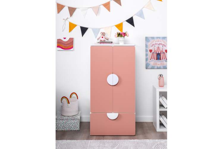 СТУВА / ПИКСИ шкаф распашной с 2 дверьми, полкой и ящиком 60х57х123, мечтательный пион-3