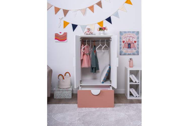 СТУВА / ПИКСИ шкаф распашной с 2 дверьми, полкой и ящиком 60х57х123, мечтательный пион-5