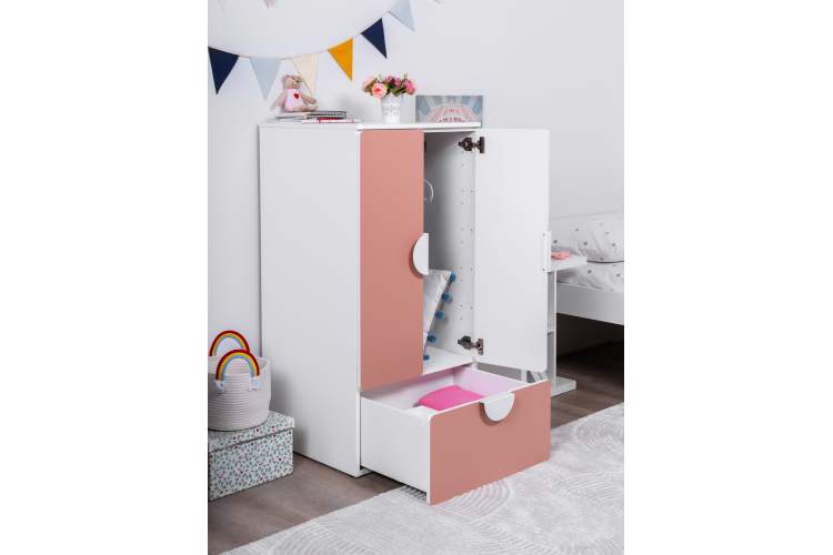 СТУВА / ПИКСИ шкаф распашной с 2 дверьми, полкой и ящиком 60х57х123, мечтательный пион-6