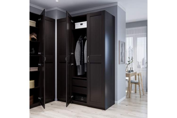 9.06.01.010.5 MAKS шкаф 1 дверь (РУЧКА-СКОБА) 50х61х233 Дуб Венге RU-3