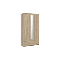 BRIMNES / СИРИУС шкаф трёхдверный с одним выдвижным ящиком и зеркалом, цвет Дуб Сонома