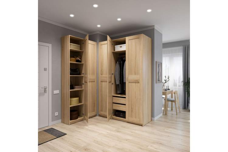 9.06.01.060.3 MAKS шкаф 2 двери (РУЧКА-СКОБА) 100х38х233 сонома RU-3