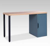 S01552 ИНГАР 2/ДВ/T стол письменный 140x75x55, дуб беленый/серо-бирюзовый/черный