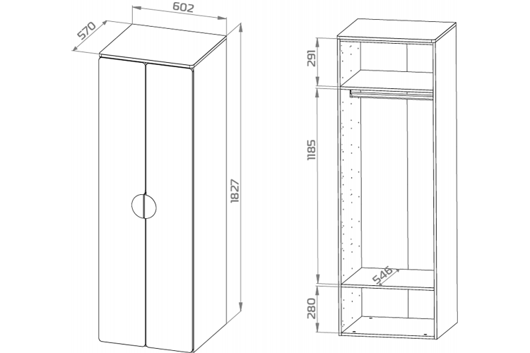 СТУВА / ПИКСИ шкаф распашной с 2 дверьми и полкой 60x57x183, озорной василек-2
