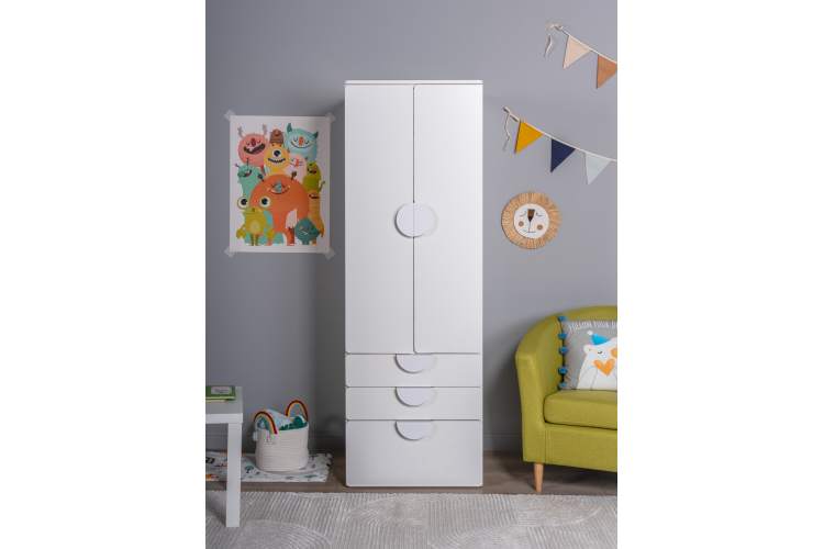 Шкаф распашной СТУВА / ПИКСИ с 2 дверьми, 3 ящиками и полкой 60x57x183, робкий подснежник-3