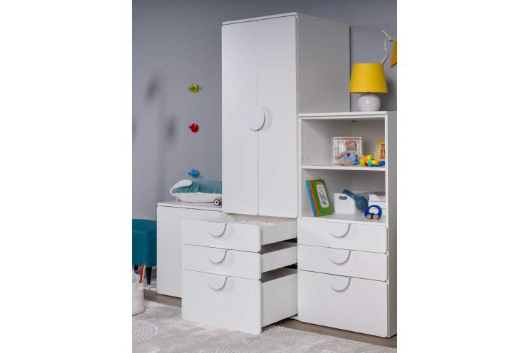 Шкаф распашной СТУВА / ПИКСИ с 2 дверьми, 3 ящиками и полкой 60x57x183, робкий подснежник-6