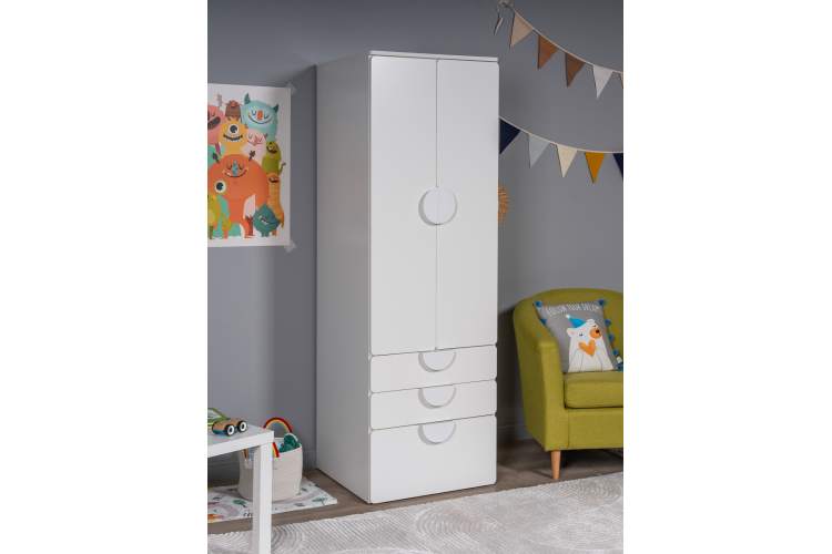 Шкаф распашной СТУВА / ПИКСИ с 2 дверьми, 3 ящиками и полкой 60x57x183, робкий подснежник-4