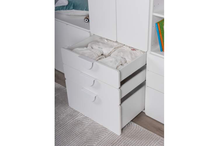 Шкаф распашной СТУВА / ПИКСИ с 2 дверьми, 3 ящиками и полкой 60x57x183, робкий подснежник-7