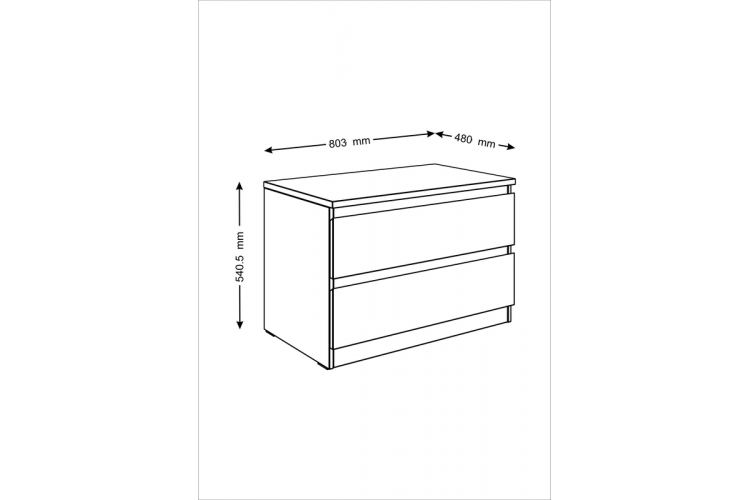 9.05.02.020.5 MALTA комод 2 ящика без доводчиков 80х54 Дуб Венге RU-2