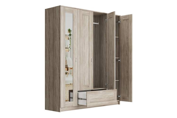 2.02.01.041.3 СИРИУС шкаф комбинированный "4 двери и 1 ящик сонома RU (с 1 зеркалом)"-1