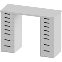 Стол письменный Ингар белый, 140x75, с двумя высокими тумбами Стол письменный Ингар белый, 140x75, с двумя высокими тумбами