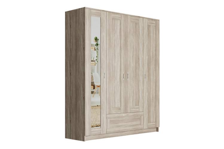 2.02.01.041.3 СИРИУС шкаф комбинированный "4 двери и 1 ящик сонома RU (с 1 зеркалом)"