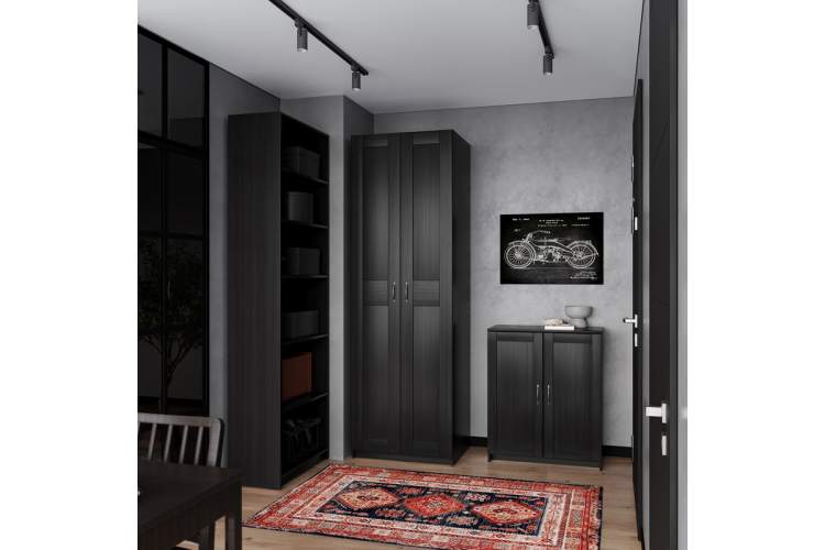 9.06.01.060.5 MAKS шкаф 2 двери (РУЧКА-СКОБА) 100х38х233 Дуб Венге RU-3