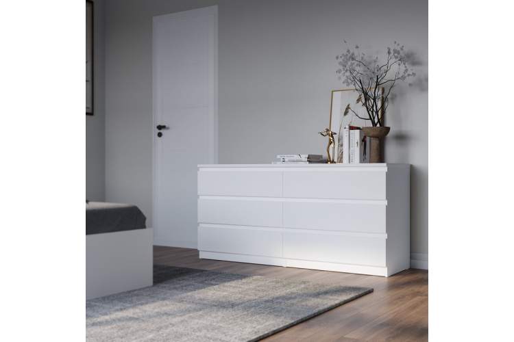 9.05.02.060.1 MALTA комод 6 ящиков без доводчиков 160х76 белый RU-3