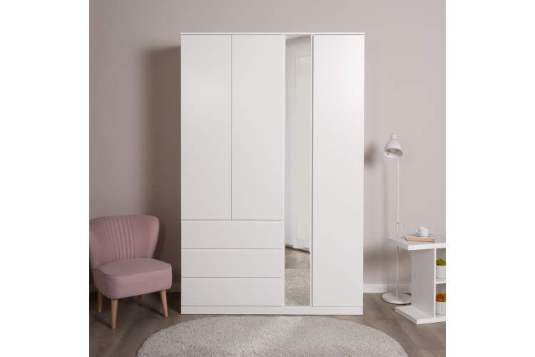 S01217 Варма Стор 144 шкаф распашной с зеркалом 222х144х57, белый-3