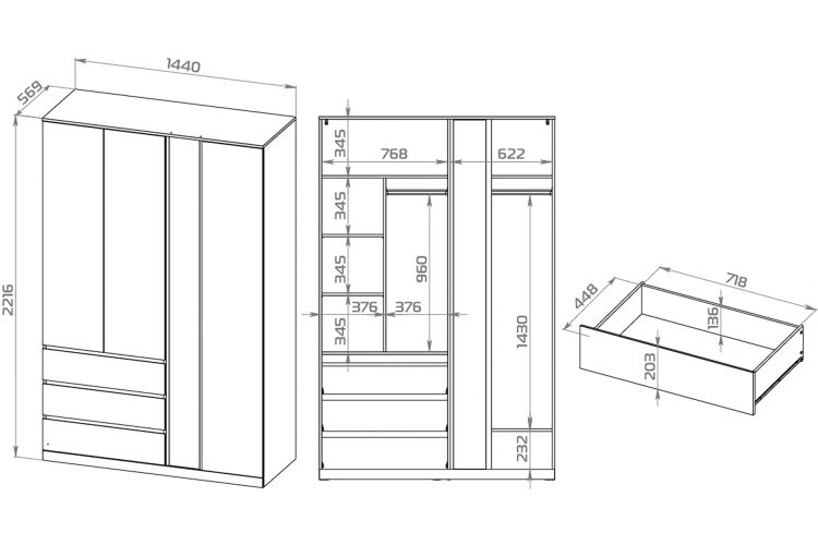 S01217 Варма Стор 144 шкаф распашной с зеркалом 222х144х57, белый-2