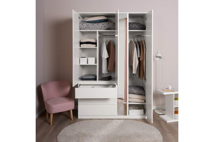 S01217 Варма Стор 144 шкаф распашной с зеркалом 222х144х57, белый-5