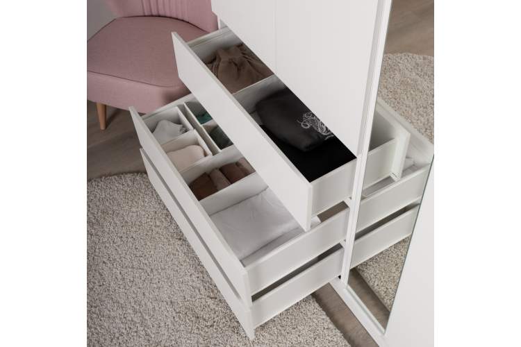 S01217 Варма Стор 144 шкаф распашной с зеркалом 222х144х57, белый-7