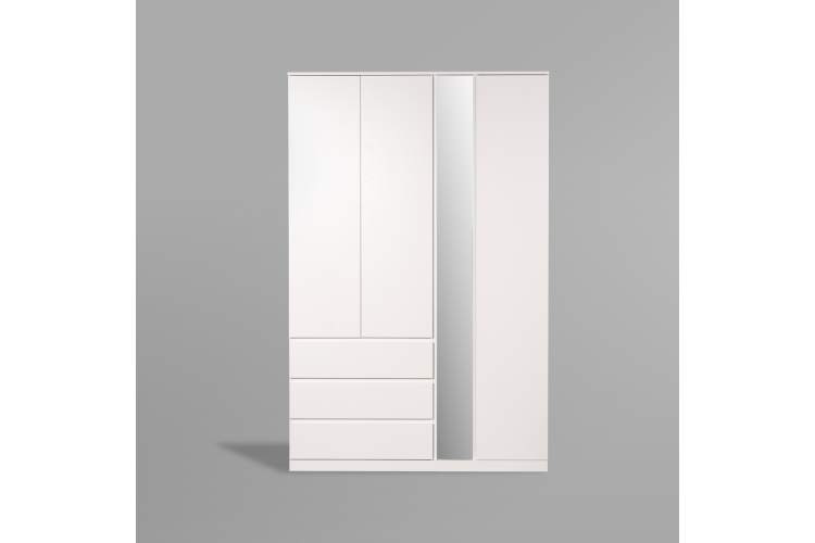 S01217 Варма Стор 144 шкаф распашной с зеркалом 222х144х57, белый-1