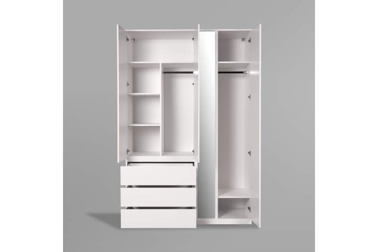 S01217 Варма Стор 144 шкаф распашной с зеркалом 222х144х57, белый-8