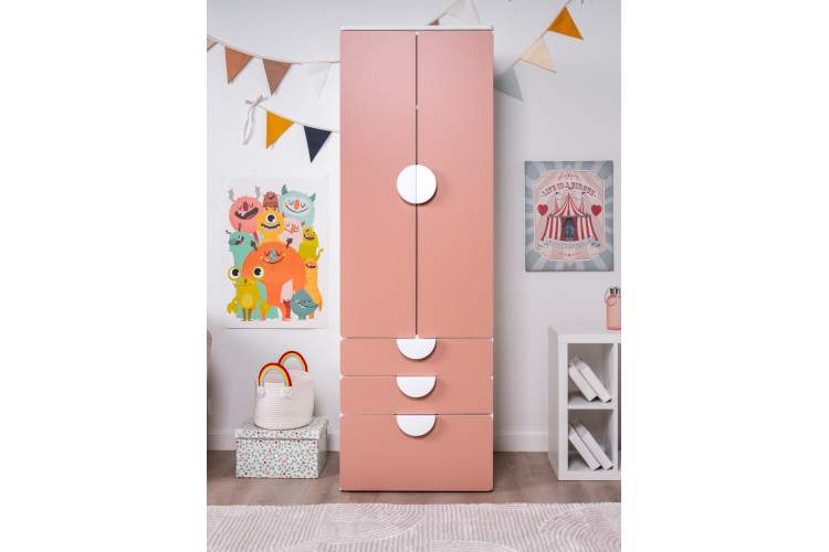 Шкаф СТУВА / ПИКСИ распашной с 2 дверьми, 3 ящиками и полкой 60x57x183, мечтательный пион-3