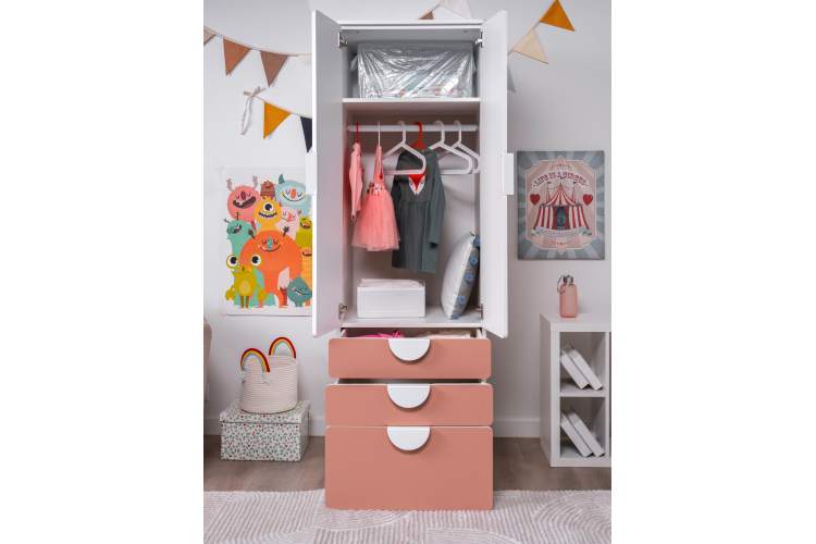 Шкаф СТУВА / ПИКСИ распашной с 2 дверьми, 3 ящиками и полкой 60x57x183, мечтательный пион-5