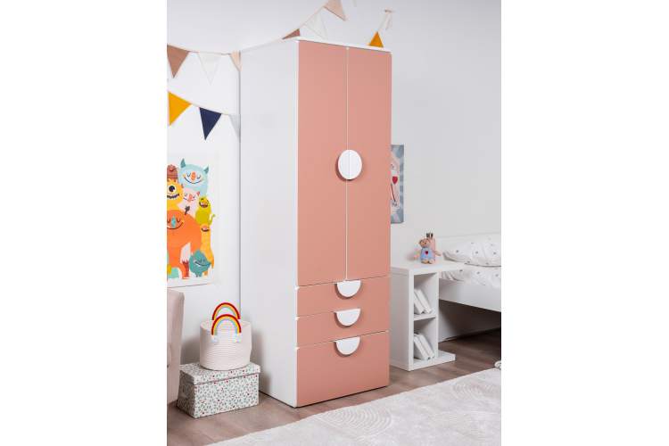 Шкаф СТУВА / ПИКСИ распашной с 2 дверьми, 3 ящиками и полкой 60x57x183, мечтательный пион-4