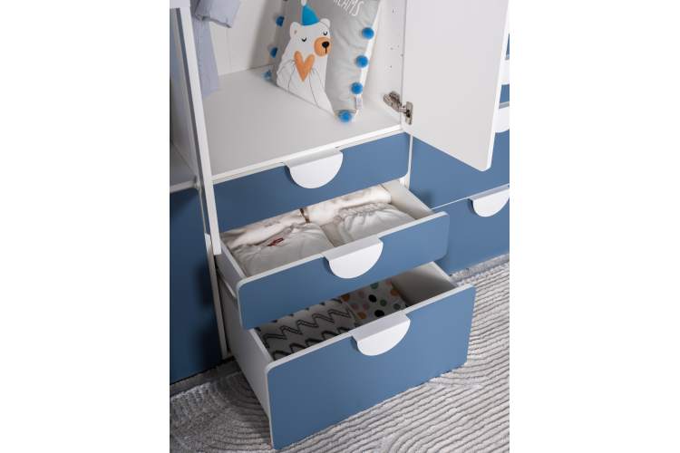 Шкаф СТУВА / ПИКСИ распашной с 2 дверьми, 3 ящиками и полкой 60x57x183, озорной василек-7