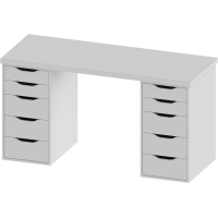 Стол письменный  Ингар белый, 140x75, с двумя тумбами Стол письменный  Ингар белый, 140x75, с двумя тумбами