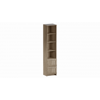 BRIMNES / СИРИУС стеллаж узкий, с двумя ящиками и четырьмя полками, цвет Дуб Сонома