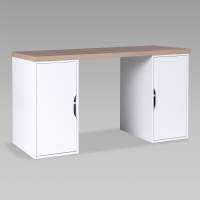 S01576 ИНГАР 2/ДВ/ДВ стол письменный 140x75x55, дуб беленый/белый