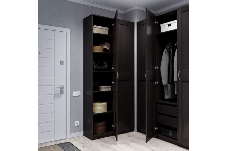 9.06.01.020.5 MAKS шкаф 1 дверь (РУЧКА-СКОБА) 50х38х233 Дуб Венге RU-3