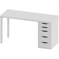 Стол письменный Ингар белый, 140x75, с одной тумбой Стол письменный Ингар белый, 140x75, с одной тумбой