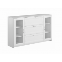 Тумба бар BRIMNES / СИРИУС длинная с двумя стеклянными дверьми и тремя ящиками, цвет белый