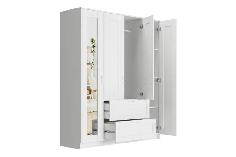 2.02.01.091.1 СИРИУС шкаф комбинированный "4 двери и 2 ящика белый RU (с 1 зеркалом)"-1