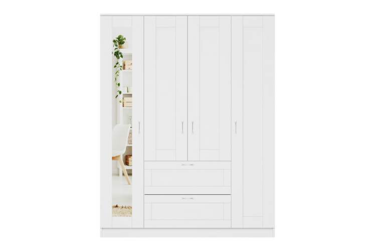 2.02.01.091.1 СИРИУС шкаф комбинированный "4 двери и 2 ящика белый RU (с 1 зеркалом)"