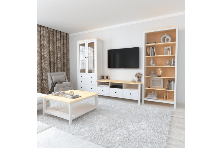 Стол журнальный Ф-156.07 90х90 из массива сосны, цвет белый-3