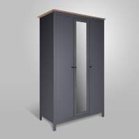 Шкаф распашной 3-х дверный САГА с зеркалом серый/ясень