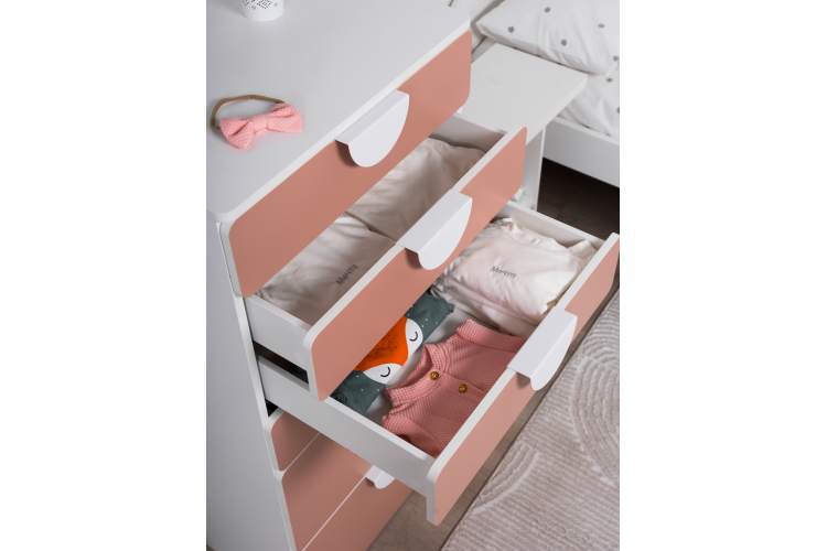 СТУВА / ПИКСИ комод 6 ящиков 60x57x123, мечтательный пион-6