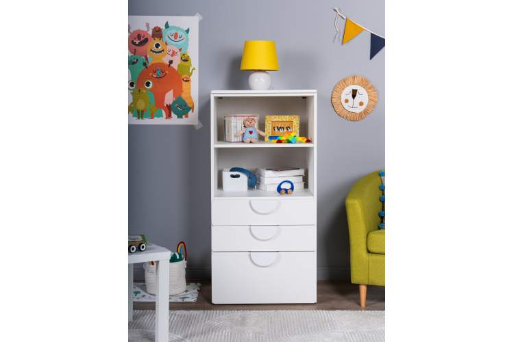 СТУВА / ПИКСИ стеллаж с 3 ящиками 60x57x123, робкий подснежник-3