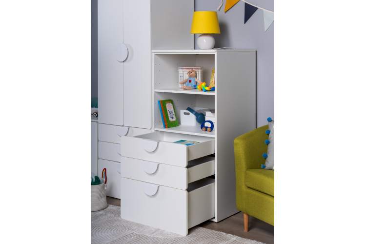 СТУВА / ПИКСИ стеллаж с 3 ящиками 60x57x123, робкий подснежник-5