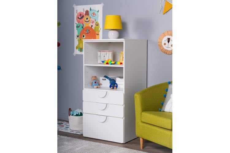 СТУВА / ПИКСИ стеллаж с 3 ящиками 60x57x123, робкий подснежник-4