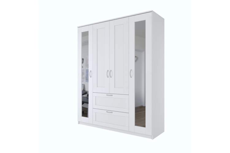 2.02.01.092.1 СИРИУС шкаф комбинированный "4 двери и 2 ящика белый RU (с 2 зеркалами)"