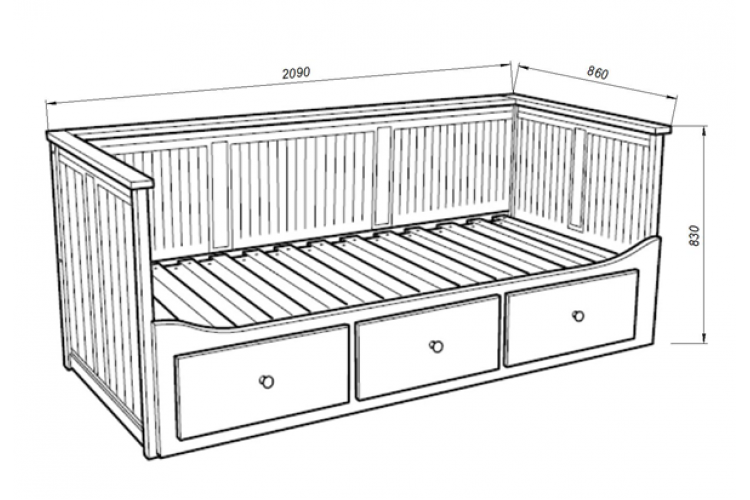 Кровать 80х200 с ящиками «Кантри» арт.410255002300 /Белый лак/-2