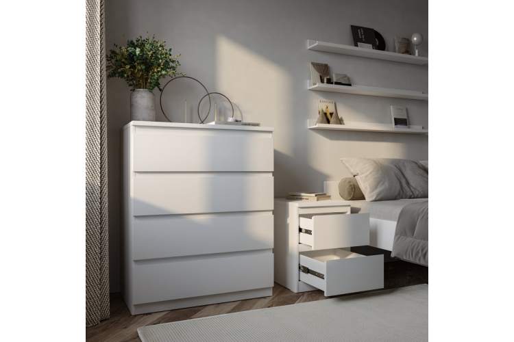 9.05.02.070.1 MALTA комод 4 ящика без доводчиков 80х99 белый RU-3