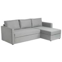Диван угловой трехместный Вало с коротким подлокотником, серый, ткань рогожка, ИКЕА